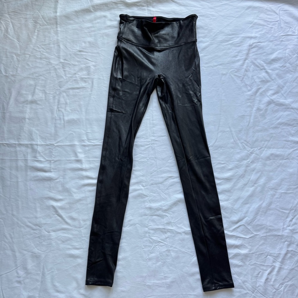 SPANX Faux Leather Black Leggings - Size XS